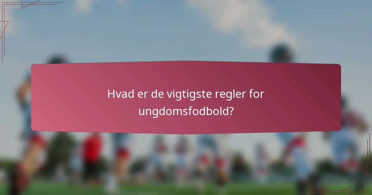 Hvad er de vigtigste regler for ungdomsfodbold?