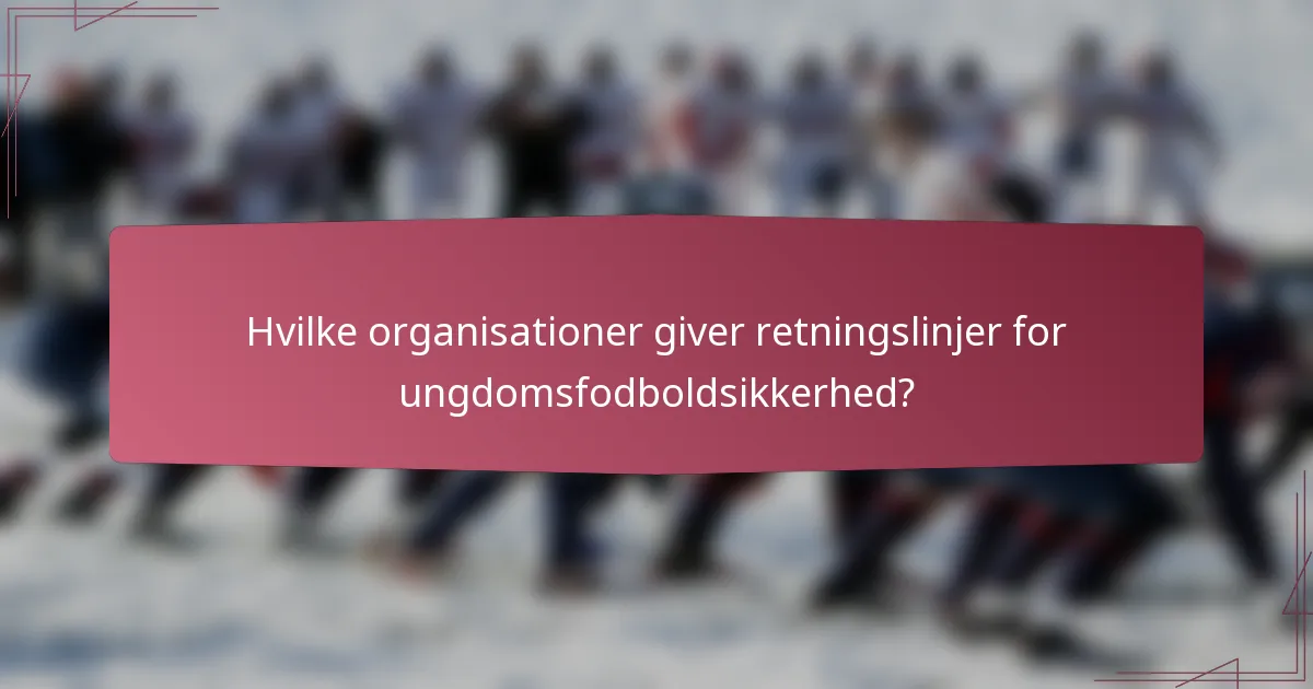 Hvilke organisationer giver retningslinjer for ungdomsfodboldsikkerhed?