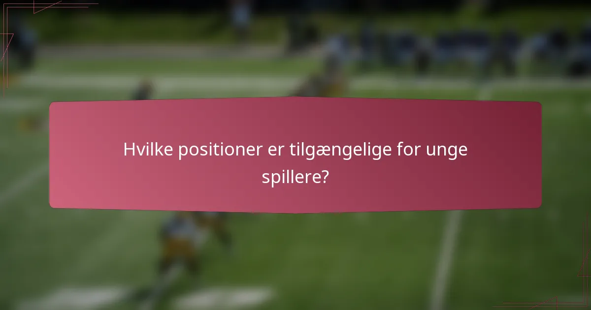 Hvilke positioner er tilgængelige for unge spillere?