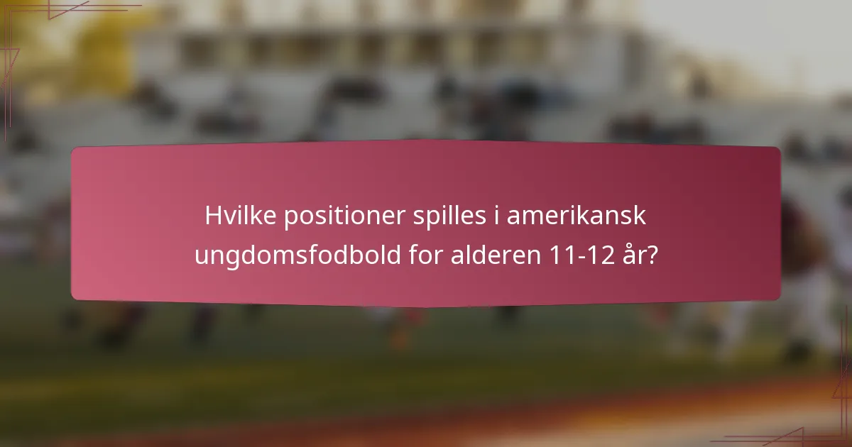 Hvilke positioner spilles i amerikansk ungdomsfodbold for alderen 11-12 år?