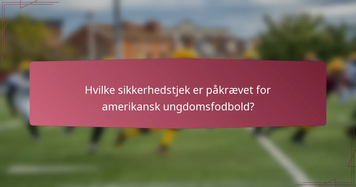 Hvilke sikkerhedstjek er påkrævet for amerikansk ungdomsfodbold?