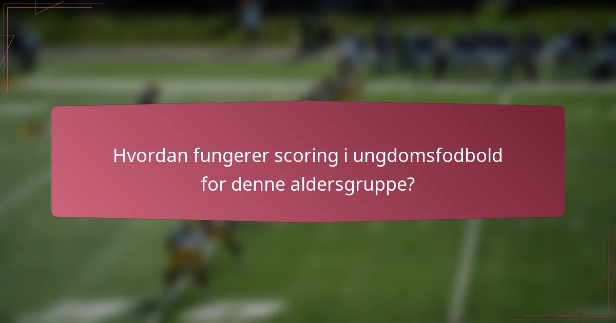 Hvordan fungerer scoring i ungdomsfodbold for denne aldersgruppe?
