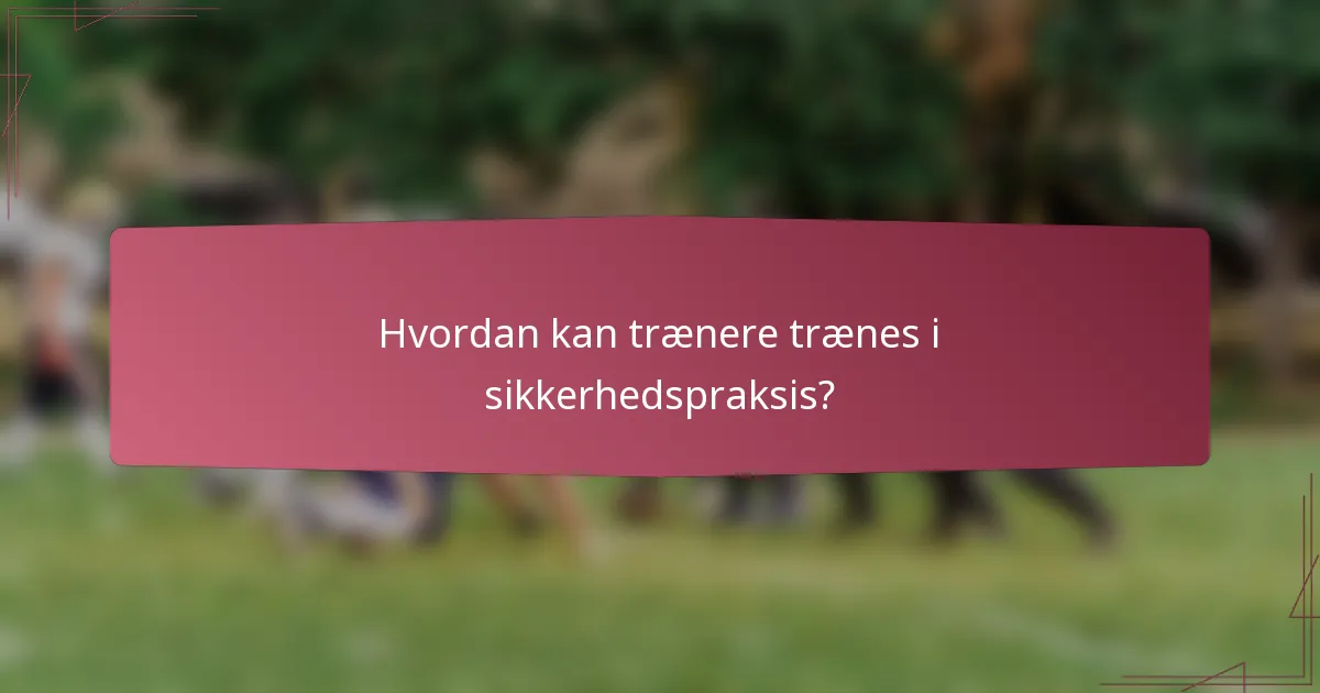 Hvordan kan trænere trænes i sikkerhedspraksis?