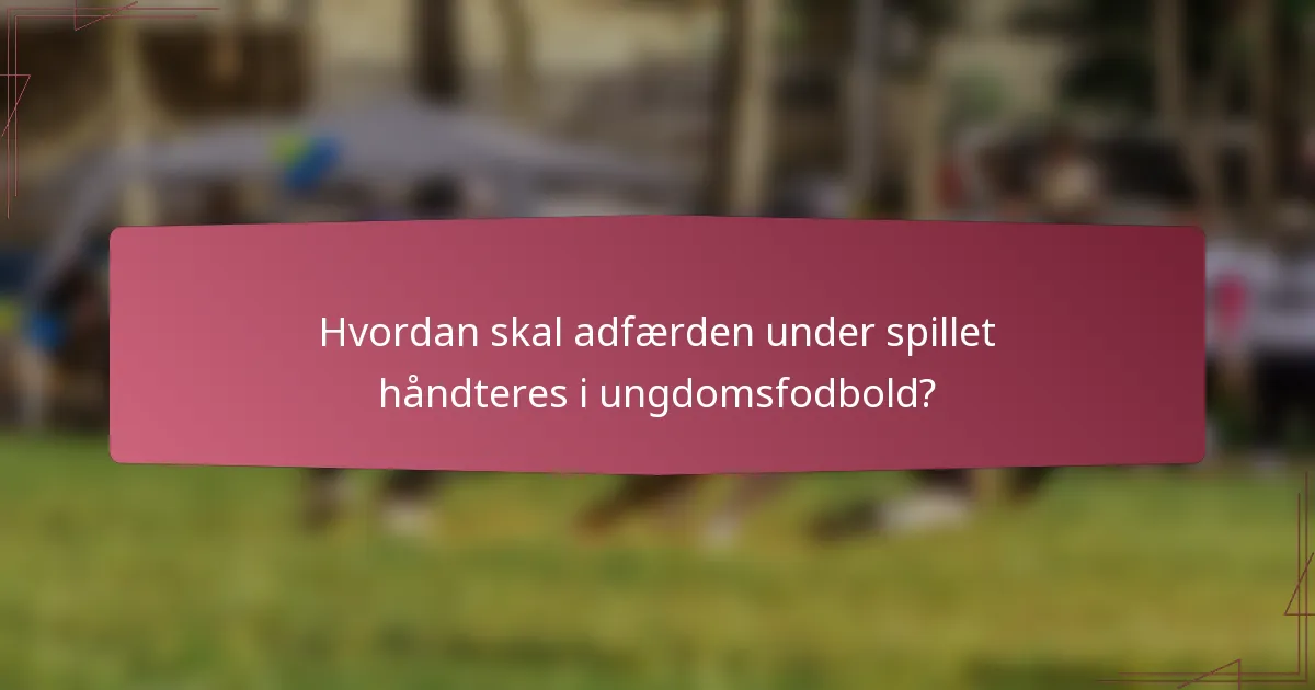 Hvordan skal adfærden under spillet håndteres i ungdomsfodbold?